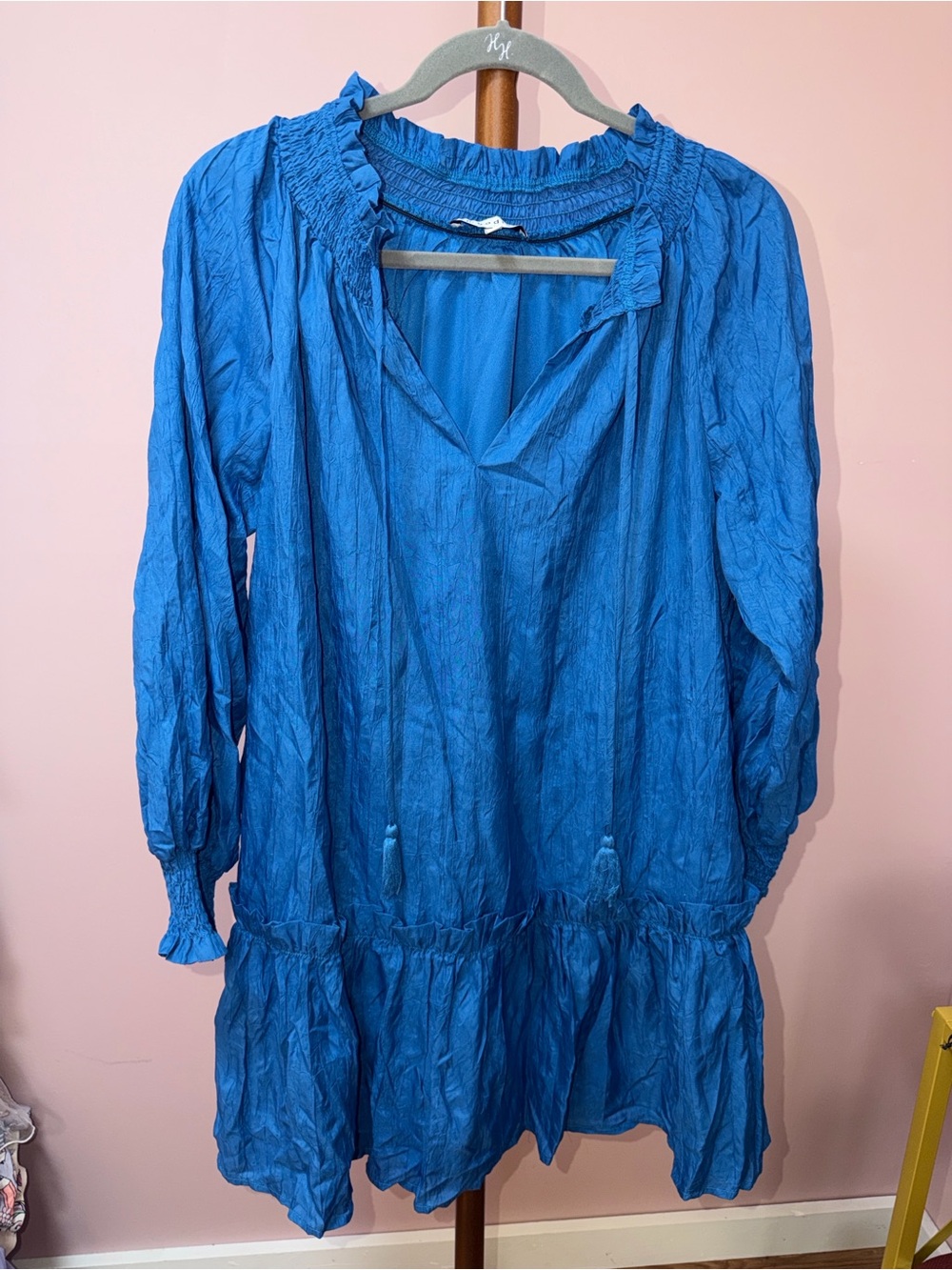 moodie Electric Blue Long Sleeve Tiered Dress